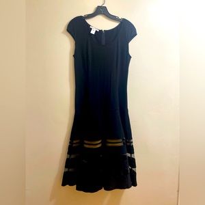 Black Knit ODLR Dress with Dramatic Skirt